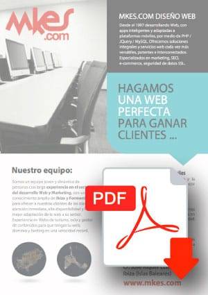 PDF con características de diseño web que ofrecemos en Mkes tanto en Mallorca como en Ibiza